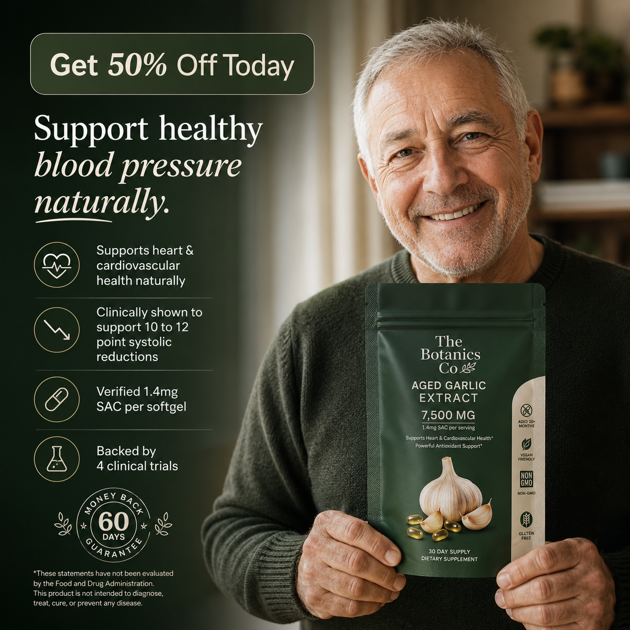 Odorless Aged Garlic Extract — Advanced Daily Support for Heart Health & Circulation